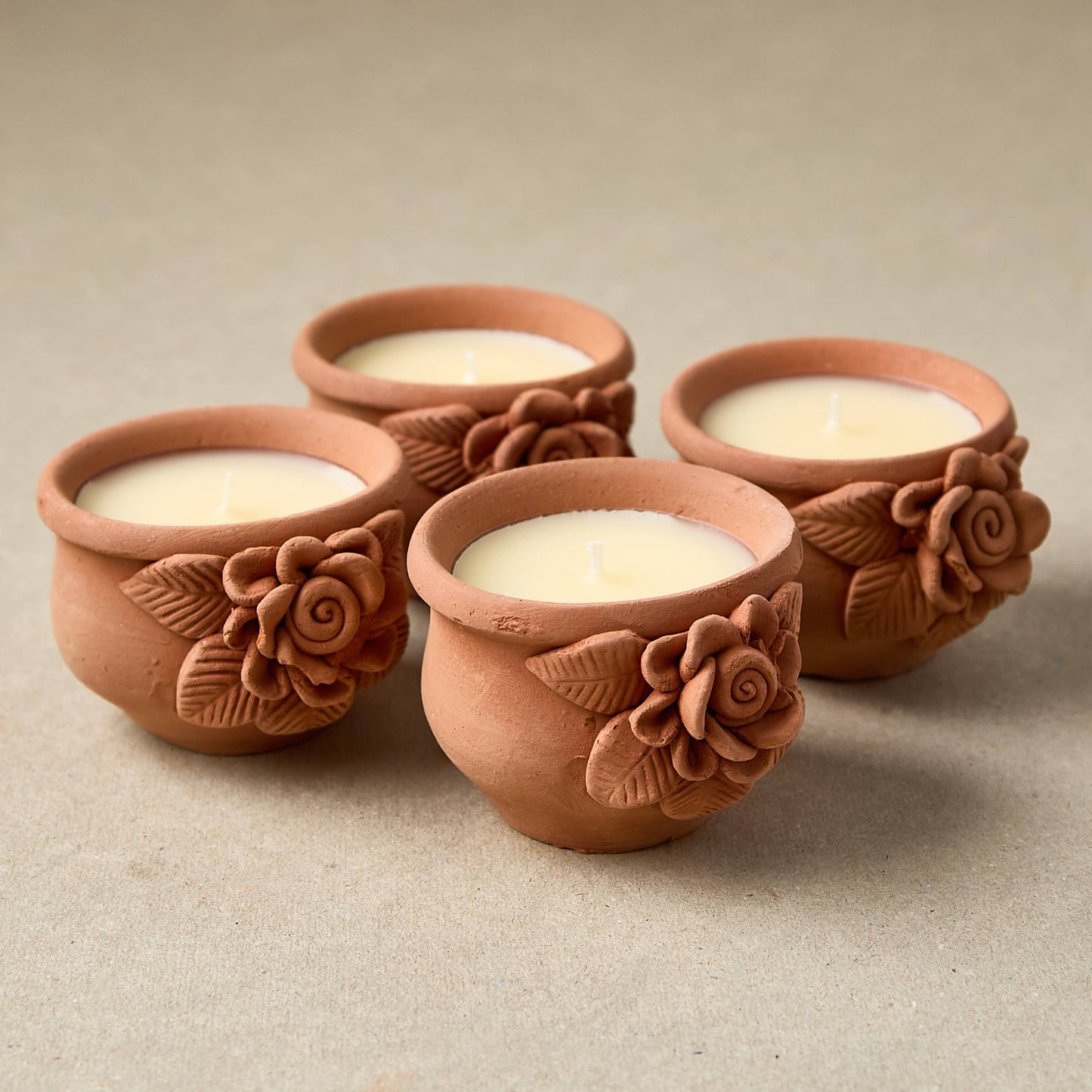 Handmade Rose Terracotta Pot Candles - Sravanthi