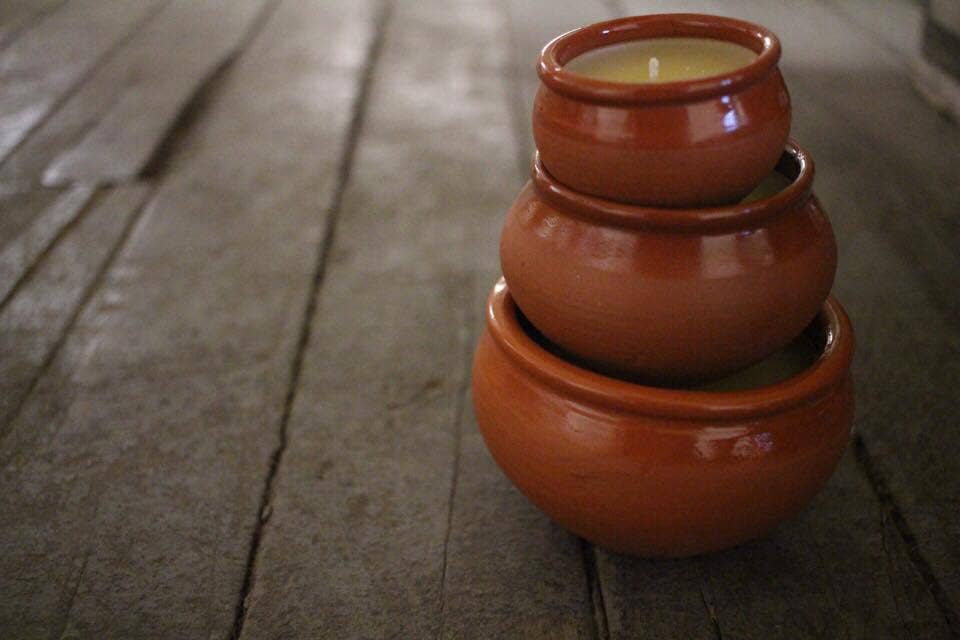 Glazed Beeswax Terracotta Candle